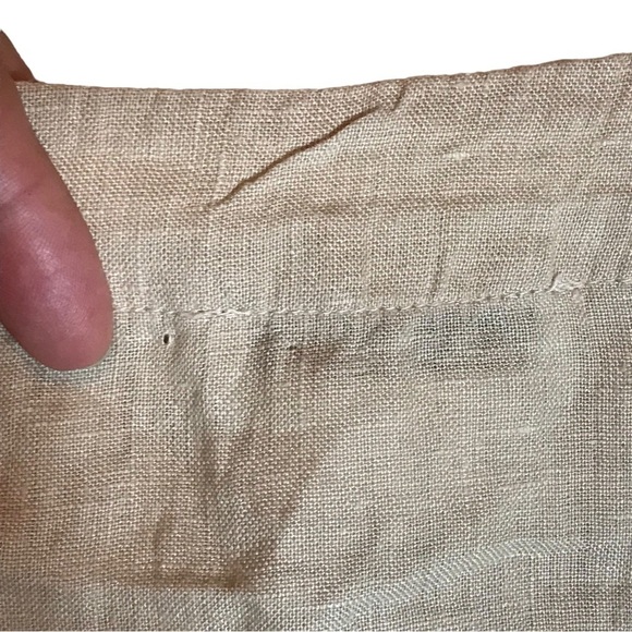 Calligraphie women’s 100% linen longsleeve V-neck blouse size L tan NWT - Picture 6 of 12